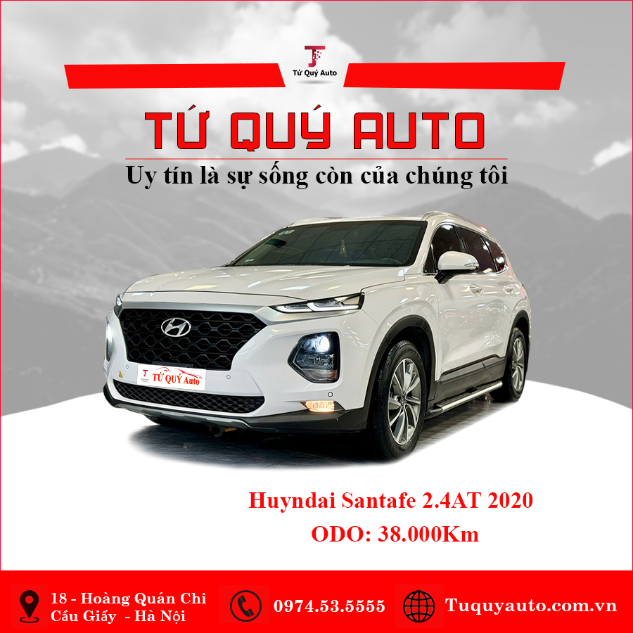 Xe Hyundai SantaFe 2.4L 2020 - Trắng