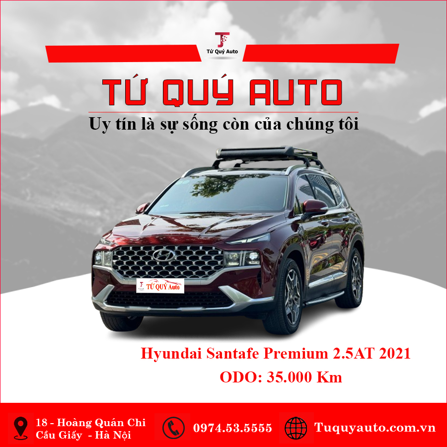 Xe Hyundai SantaFe Cao cấp 2.5L HTRAC 2021 - Đỏ Mận