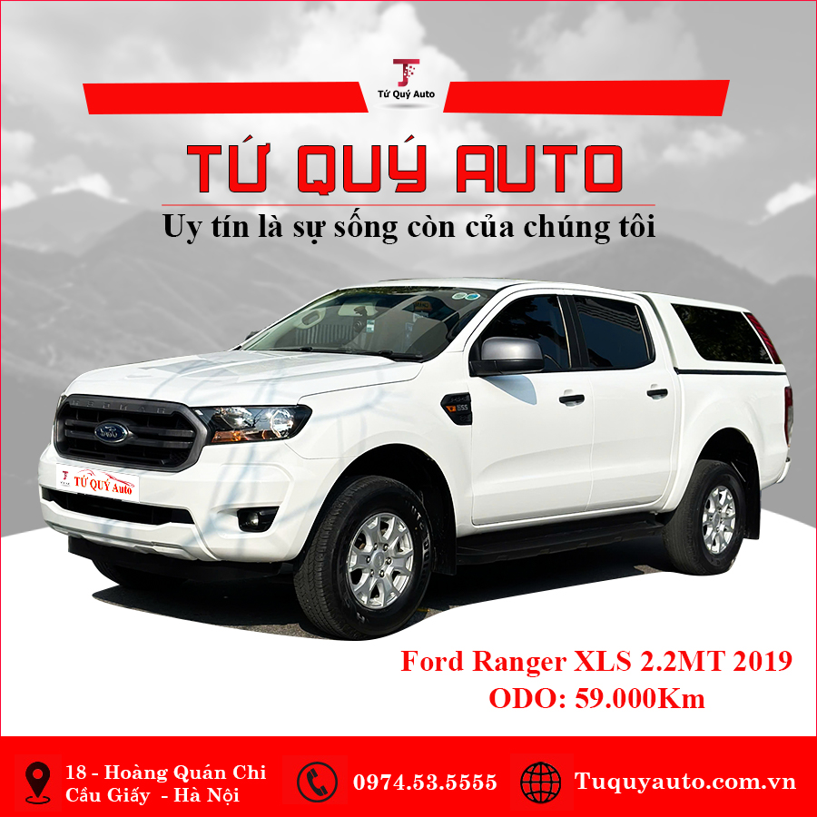 Xe Ford Ranger XLS 2.2L 4x2 MT 2019 - Trắng