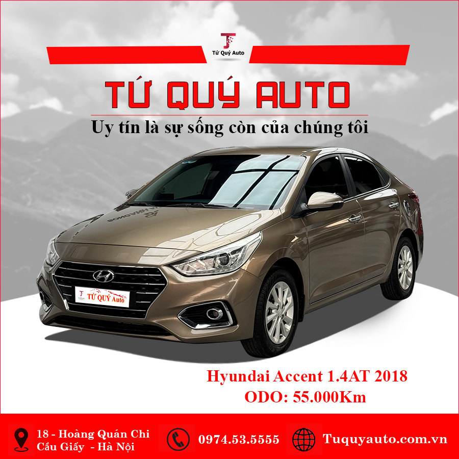 Xe Hyundai Accent 1.4 AT 2018 - Vàng Cát