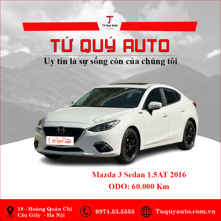 Xe Mazda 3 Sedan 1.5 AT 2016 - Trắng