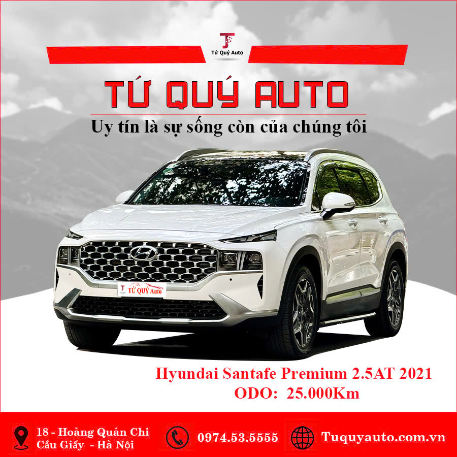 Xe Hyundai SantaFe Cao cấp 2.5L HTRAC 2021 - Trắng