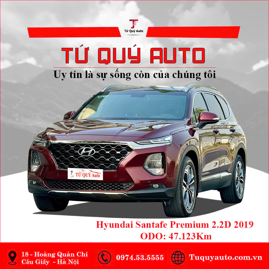 Xe Hyundai SantaFe Premium 2.2L HTRAC 2019 - Đỏ