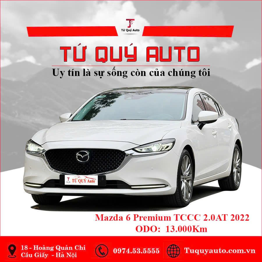 Xe Mazda 6 Premium 2.0 AT TCCC 2022 - Trắng