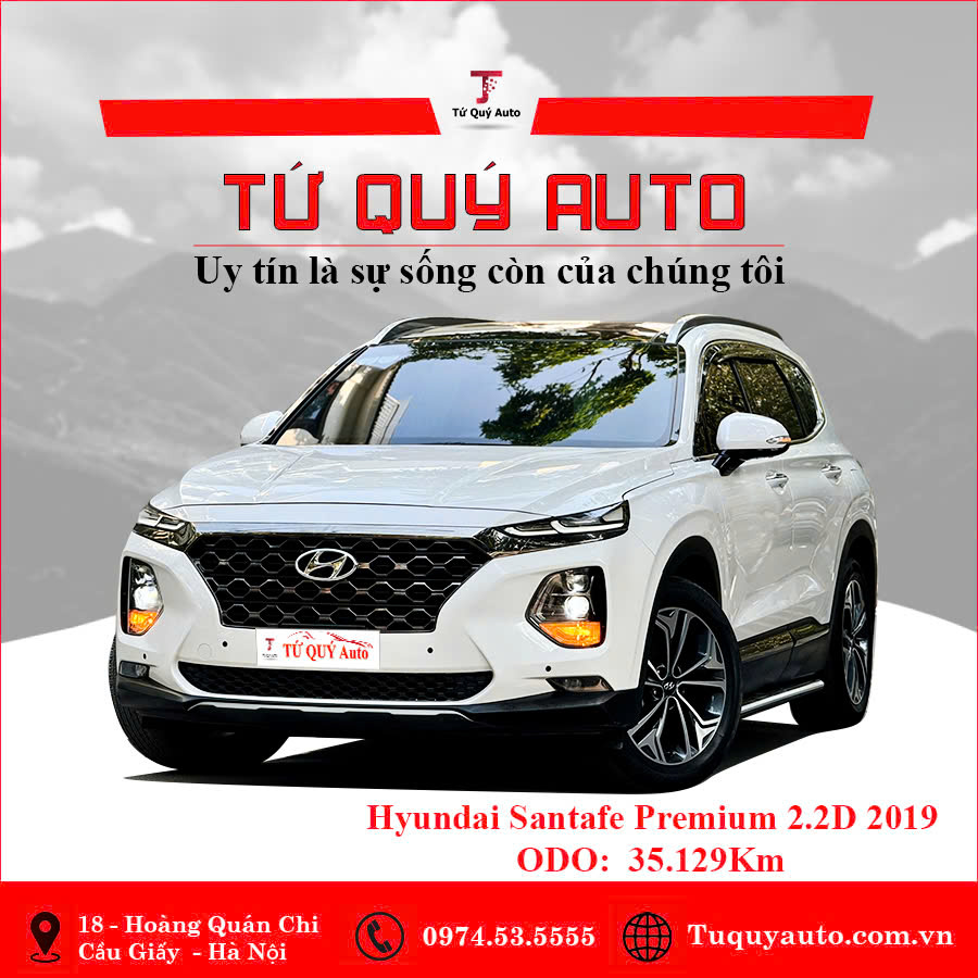 Xe Hyundai SantaFe Premium 2.2L HTRAC 2019 - Trắng