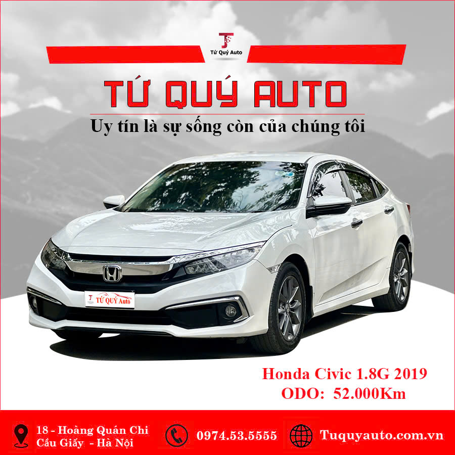 Xe Honda Civic G 1.8 AT 2019 - Trắng