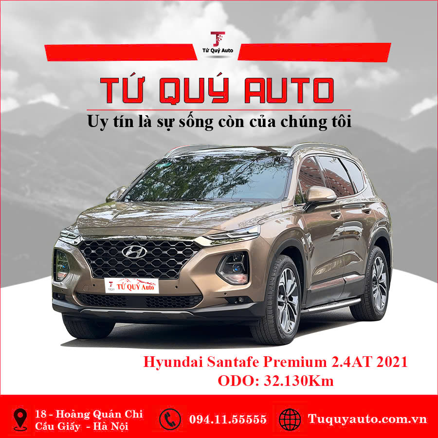 Xe Hyundai SantaFe Premium 2.4L HTRAC 2021 - Nâu