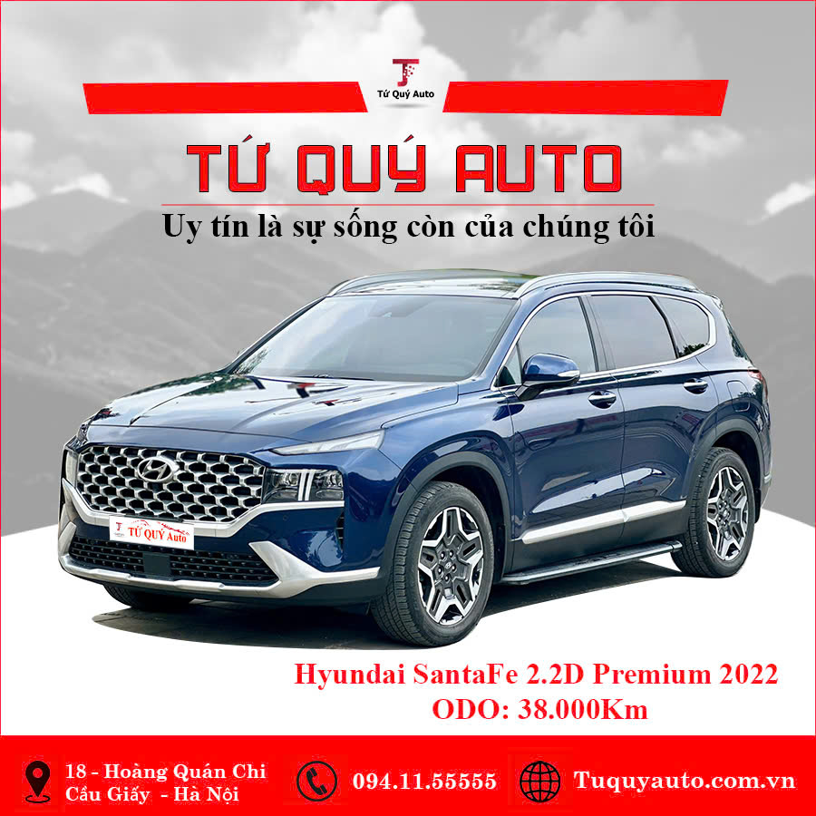 Xe Hyundai SantaFe Cao cấp 2.2L HTRAC 2022 - Xanh