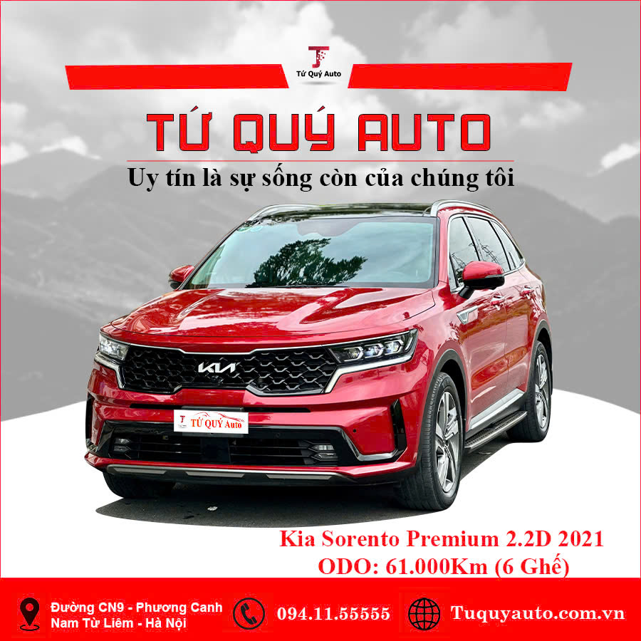 Xe Kia Sorento Premium 2.2 AT AWD 2021 - Đỏ