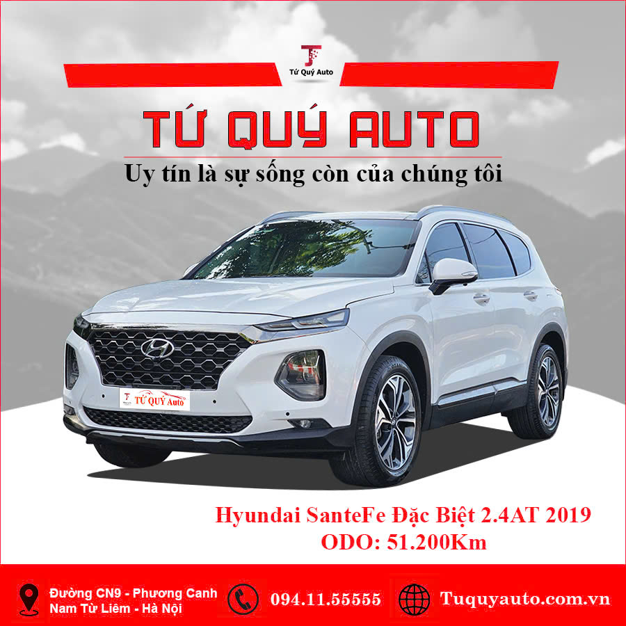 Xe Hyundai SantaFe 2.4L HTRAC 2019 - Trắng