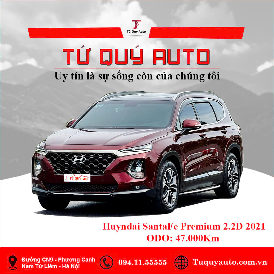 Xe Hyundai SantaFe Cao cấp 2.2L HTRAC 2021 - Đỏ Mận