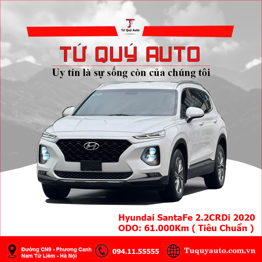 Xe Hyundai SantaFe 2.2L 2020 - Trắng