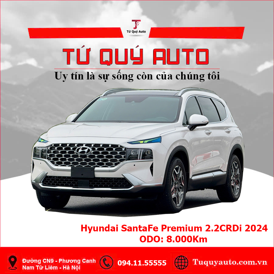 Xe Hyundai SantaFe Cao cấp 2.2L HTRAC 2024 - Trắng