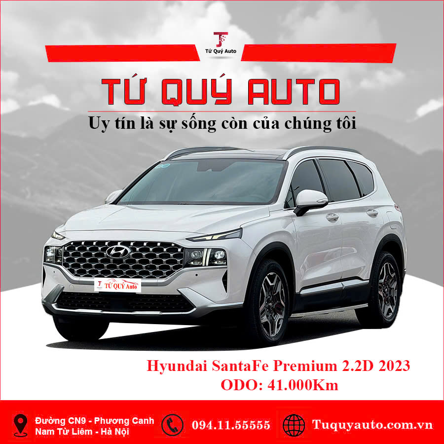 Xe Hyundai SantaFe Cao cấp 2.2L HTRAC 2023 - Trắng