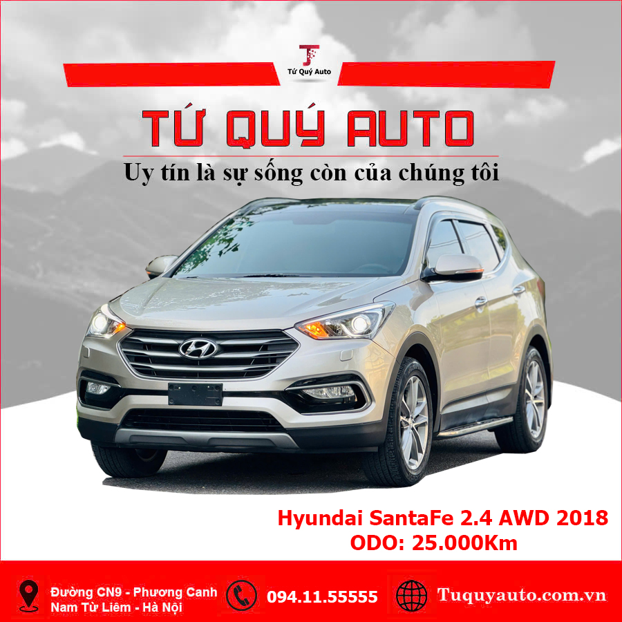Xe Hyundai SantaFe 2.4 AWD 2018 - Vàng Cát