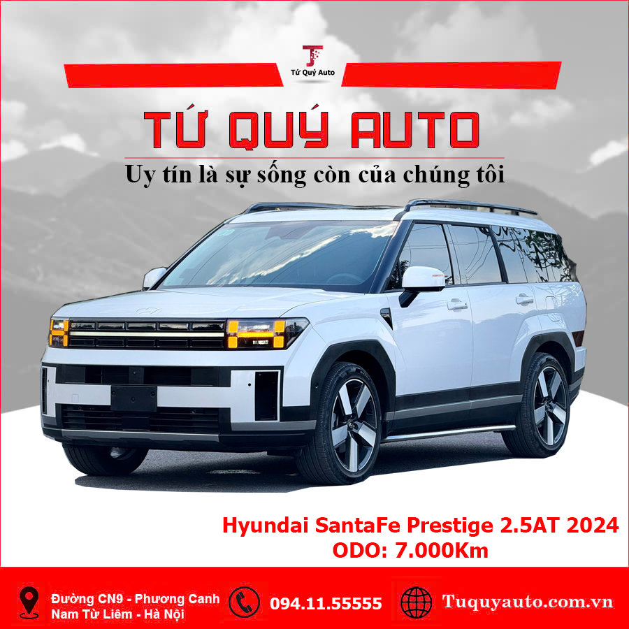 Xe Hyundai SantaFe Prestige 2.5L HTRAC 2024 - Trắng
