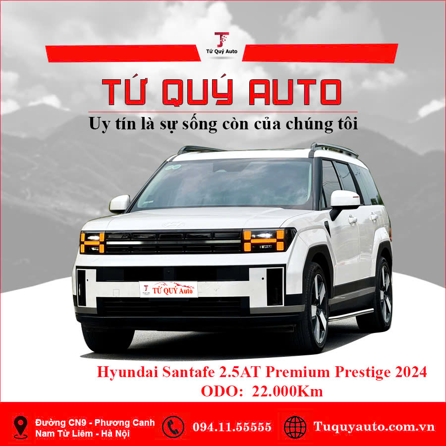 Xe Hyundai SantaFe Prestige 2.5L HTRAC 2024 - Trắng