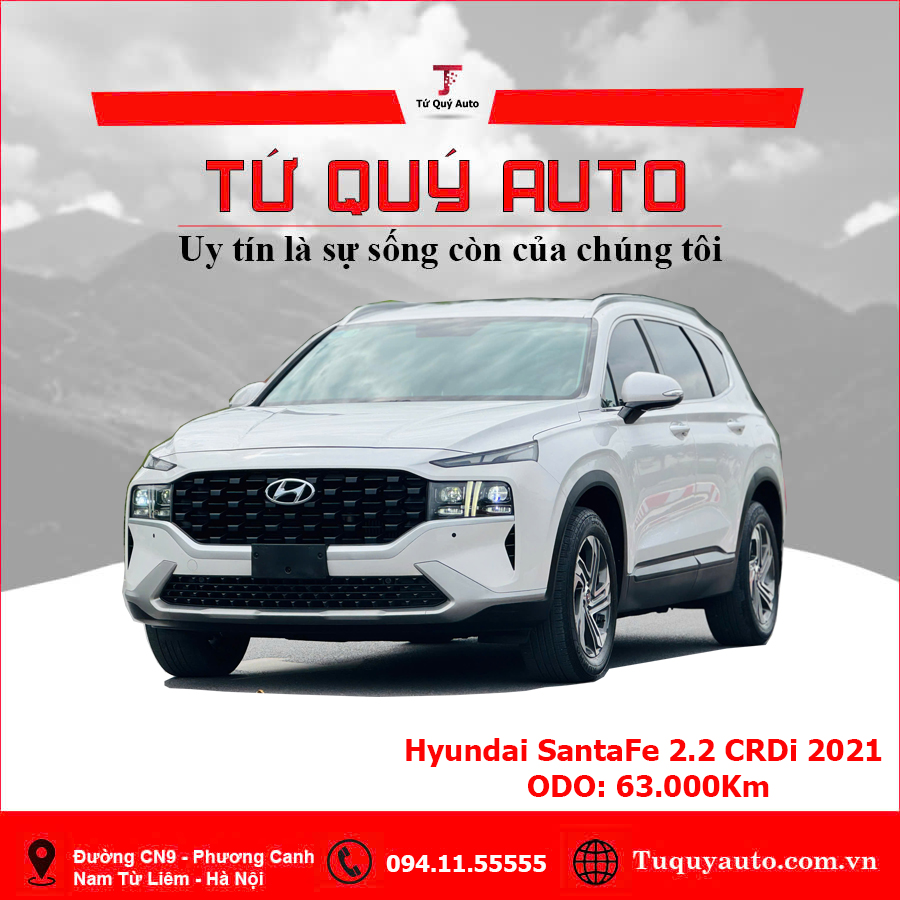 Xe Hyundai SantaFe 2.2L 2021 - Trắng