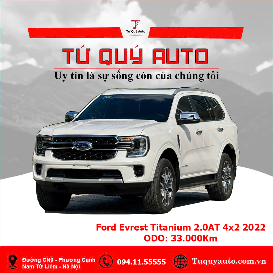 Xe Ford Everest Titanium 2.0L 4x2 AT 2022 - Trắng