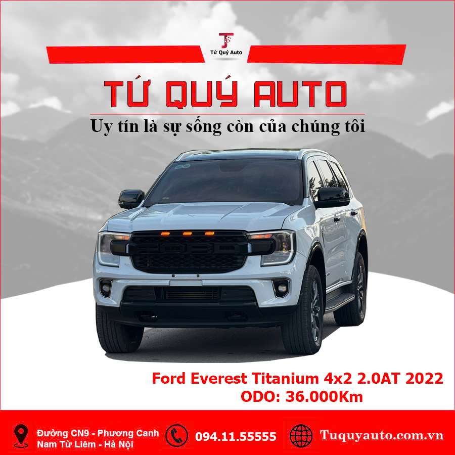 Xe Ford Everest Titanium 2.0L 4x2 AT 2022 - Xám Xi Măng
