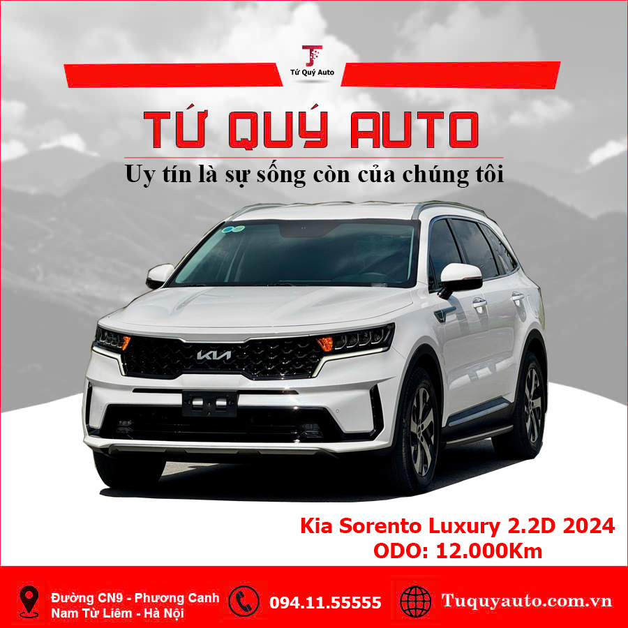 Xe Kia Sorento Luxury 2.2 AT 2024 - Trắng