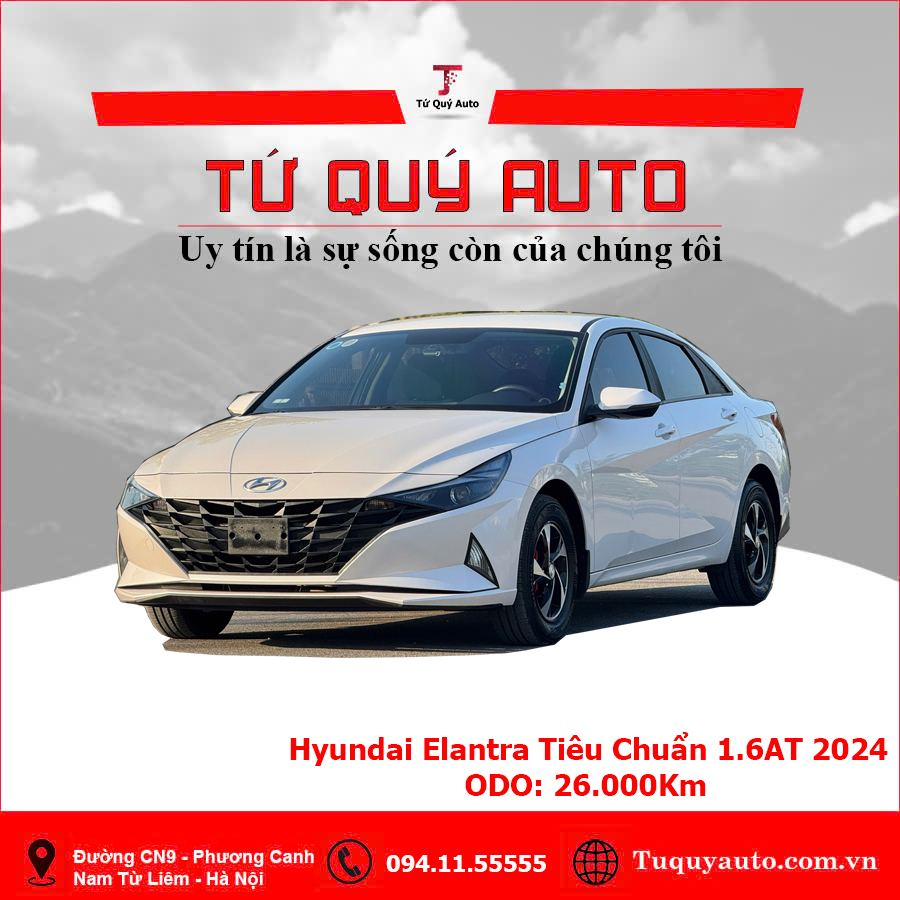 Xe Hyundai Elantra 1.6 AT Tiêu chuẩn 2024 - Trắng