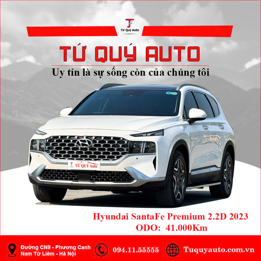 Xe Hyundai SantaFe Cao cấp 2.2L HTRAC 2023 - Trắng