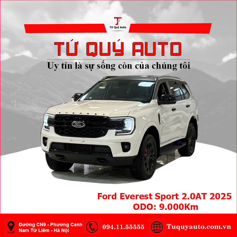Xe Ford Everest Sport 2.0L 4x2 AT 2025 - Trắng