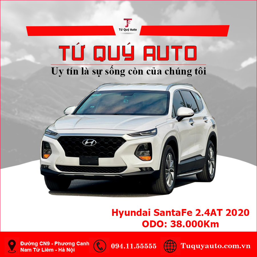 Xe Hyundai SantaFe 2.4L 2020 - Trắng