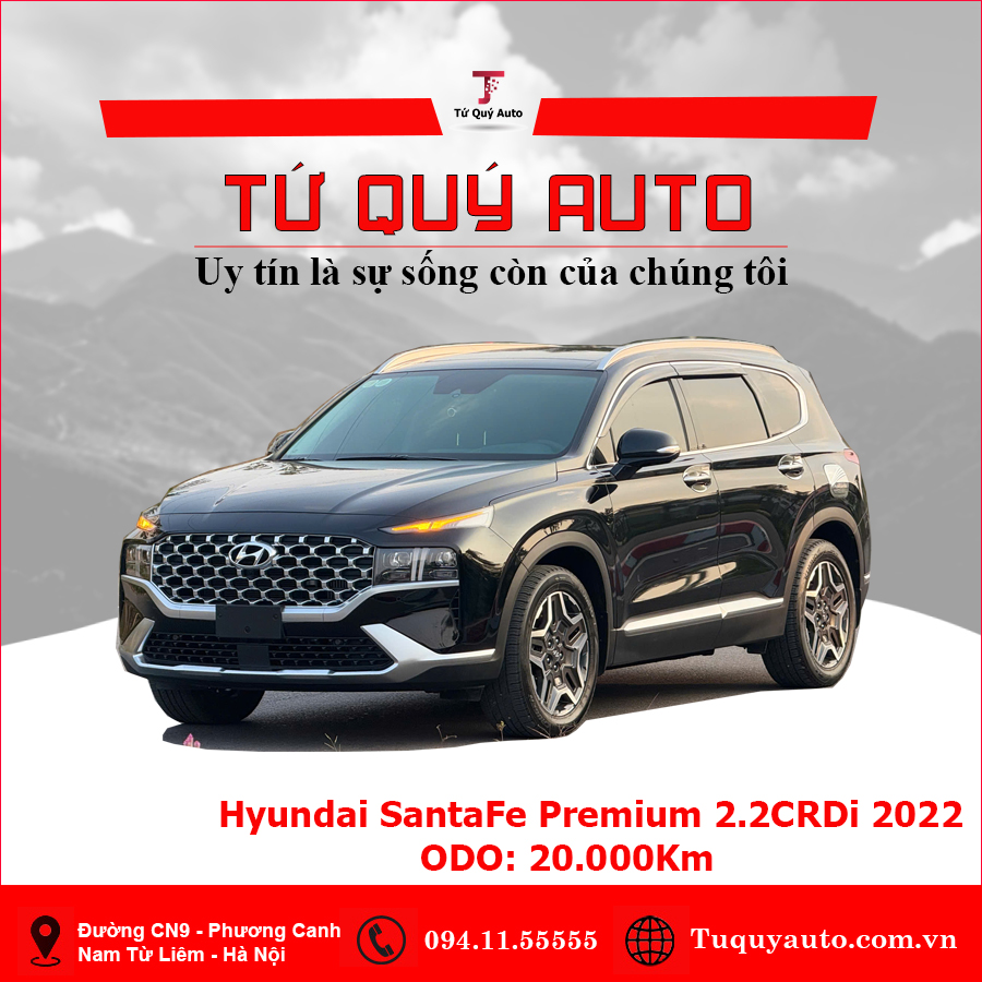 Xe Hyundai SantaFe Cao cấp 2.2L HTRAC 2022 - Đen