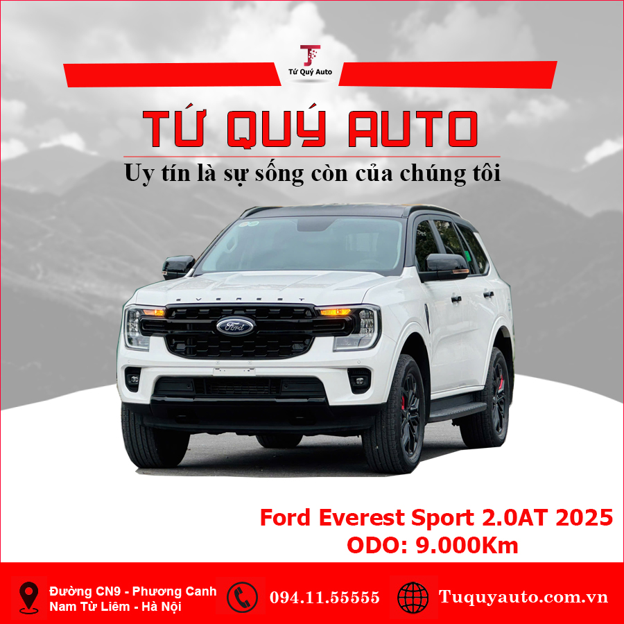Xe Ford Everest Sport 2.0L 4x2 AT 2025 - Trắng