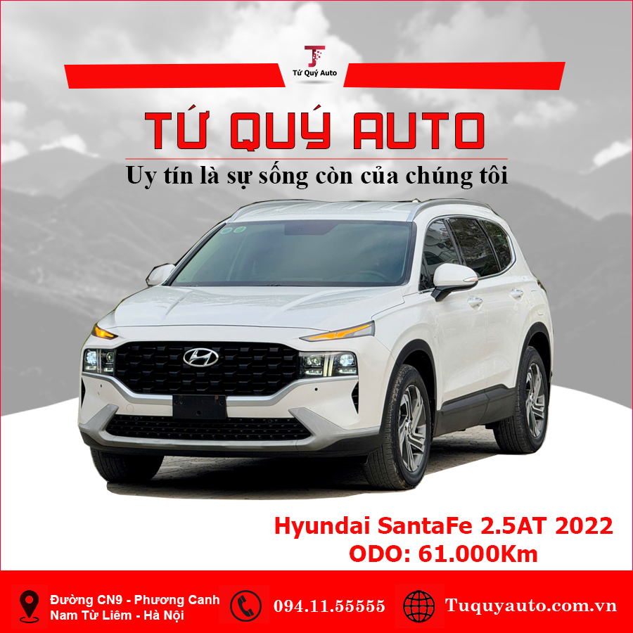 Xe Hyundai SantaFe Tiêu chuẩn 2.5L 2022 - Trắng
