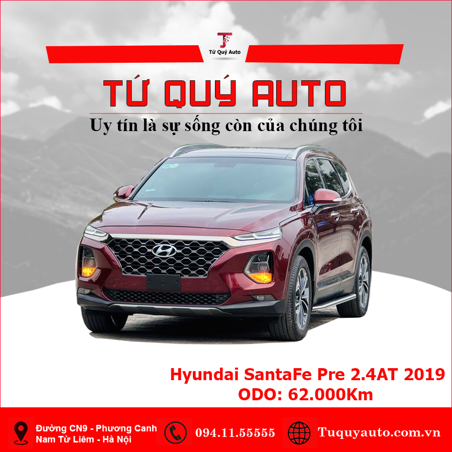 Xe Hyundai SantaFe Premium 2.4L HTRAC 2019 - Đỏ