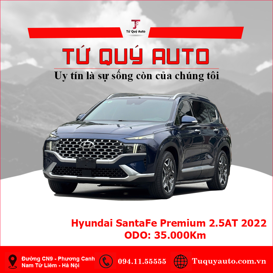 Xe Hyundai SantaFe Cao cấp 2.5L HTRAC 2022 - Xanh