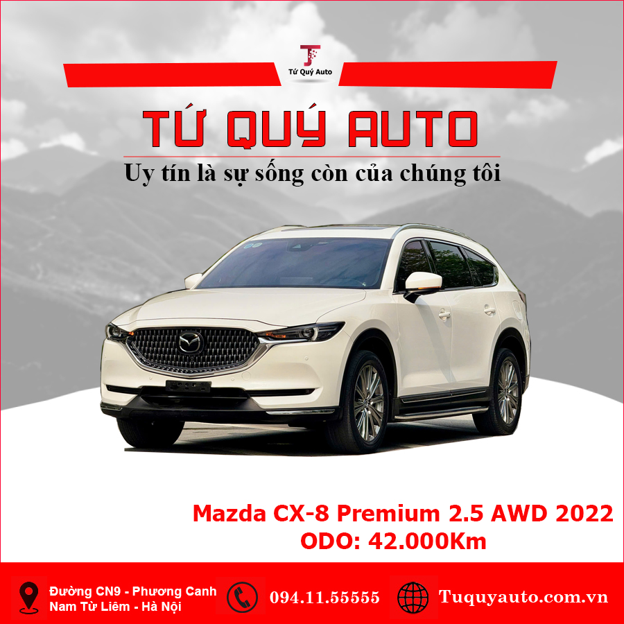 Xe Mazda CX8 Premium AWD 6S 2022 - Trắng