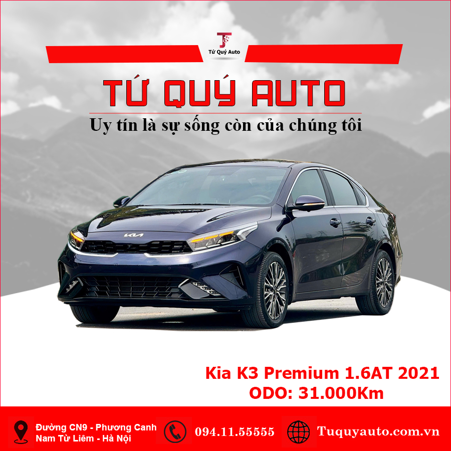 Xe Kia K3 Premium 1.6 AT 2021 - Xanh Đen