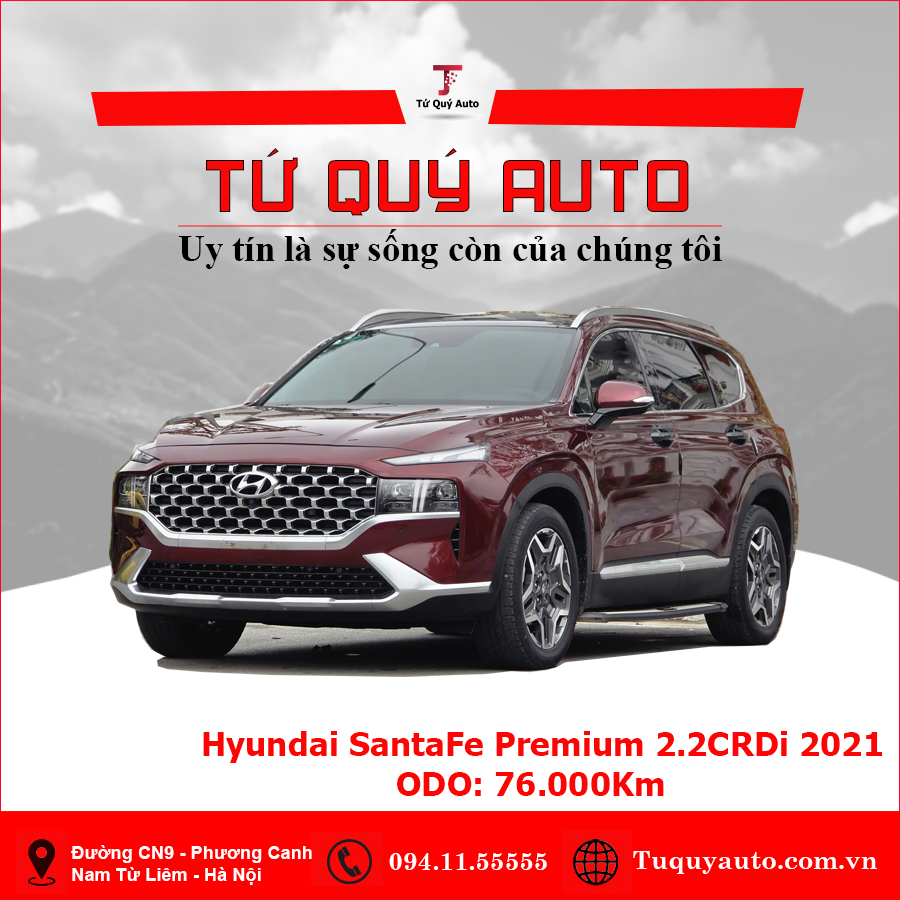 Xe Hyundai SantaFe Cao cấp 2.2L HTRAC 2021 - Đỏ