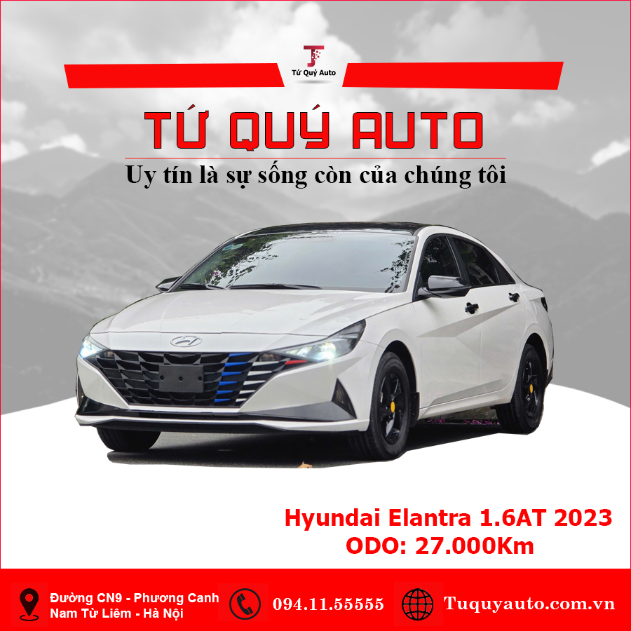 Xe Hyundai Elantra 1.6 AT Tiêu chuẩn 2023 - Trắng