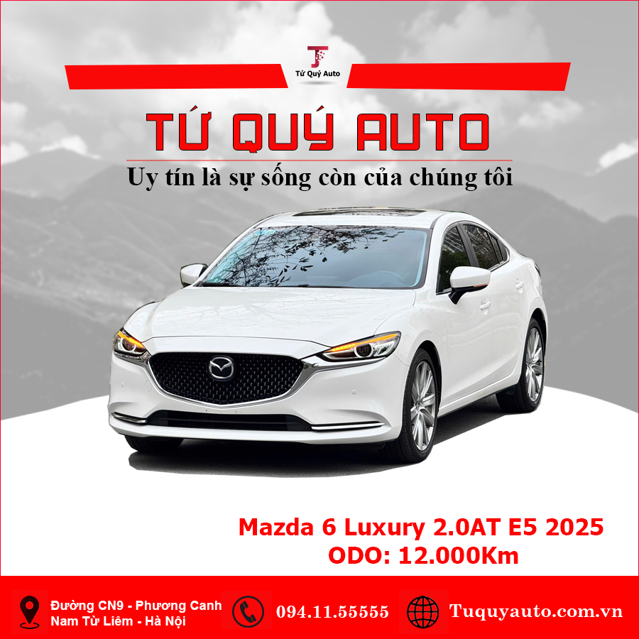 Xe Mazda 6 Luxury 2.0 AT E5 2025 - Trắng