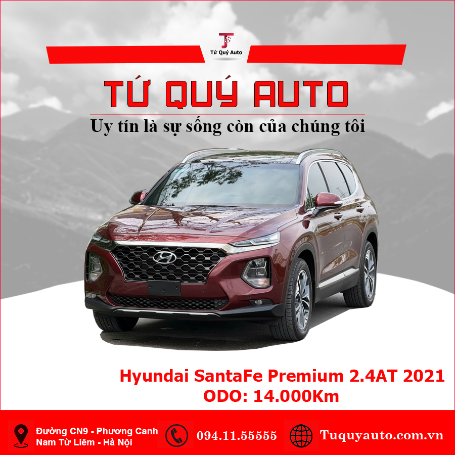 Xe Hyundai SantaFe Cao cấp 2.4L HTRAC 2021 - Đỏ