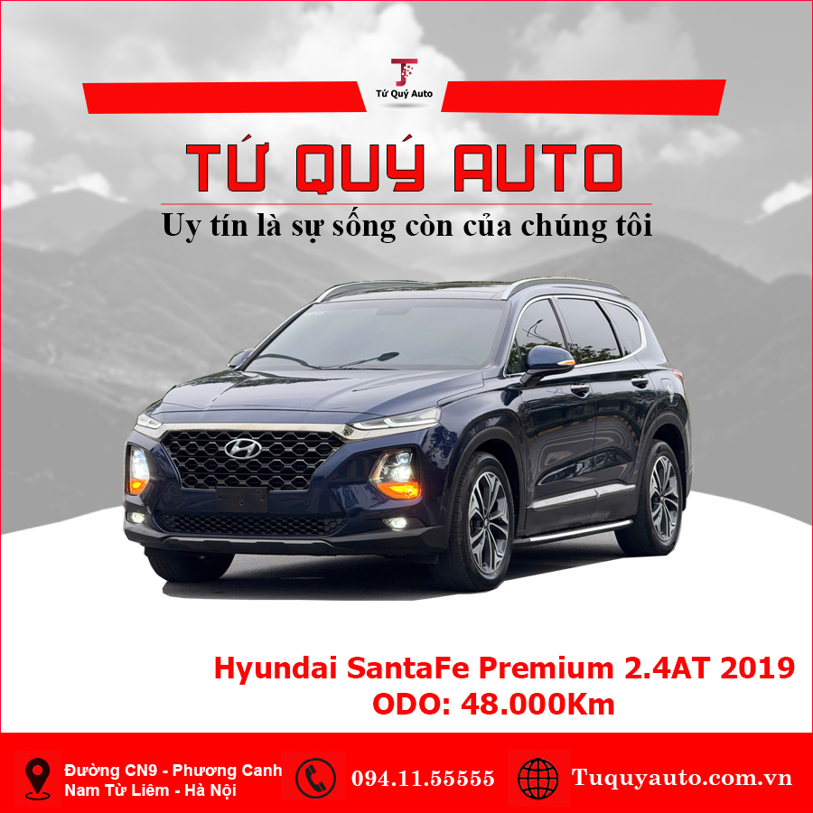 Xe Hyundai SantaFe Premium 2.4L HTRAC 2019 - Xanh