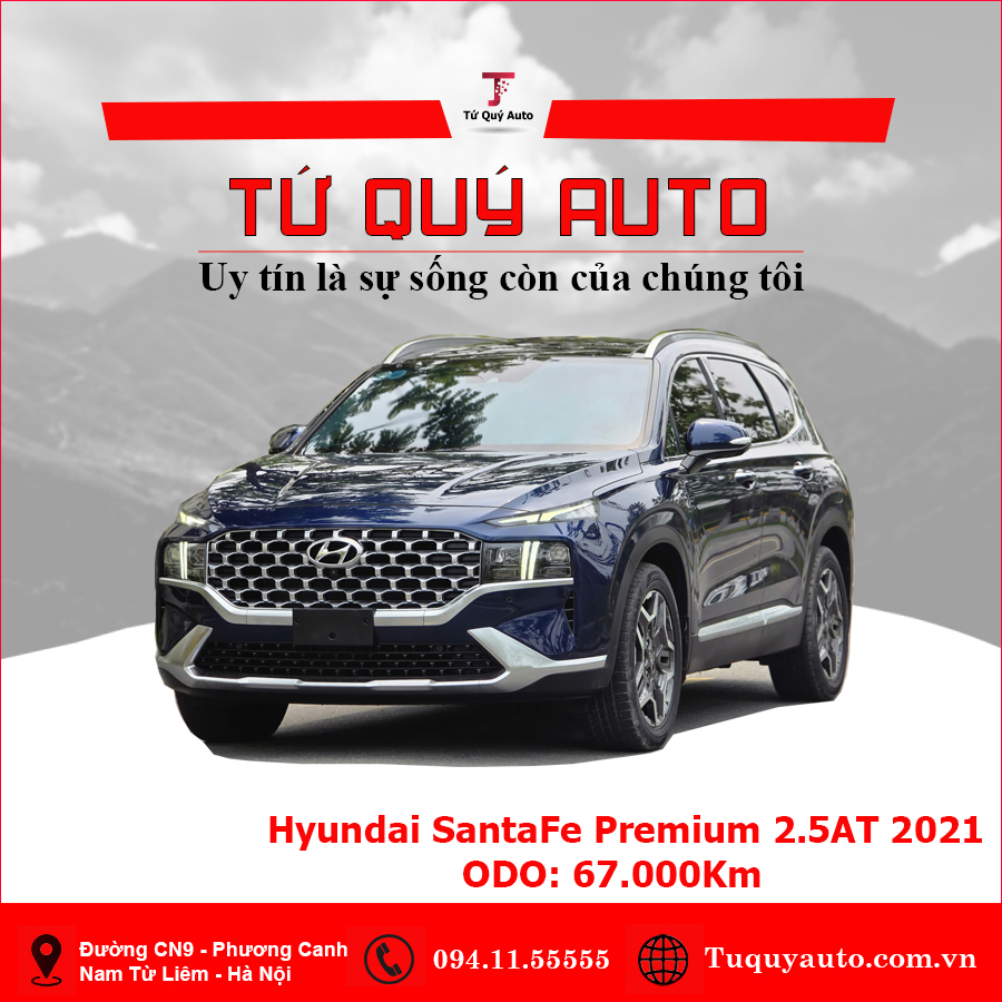 Xe Hyundai SantaFe Cao cấp 2.5L HTRAC 2021 - Xanh