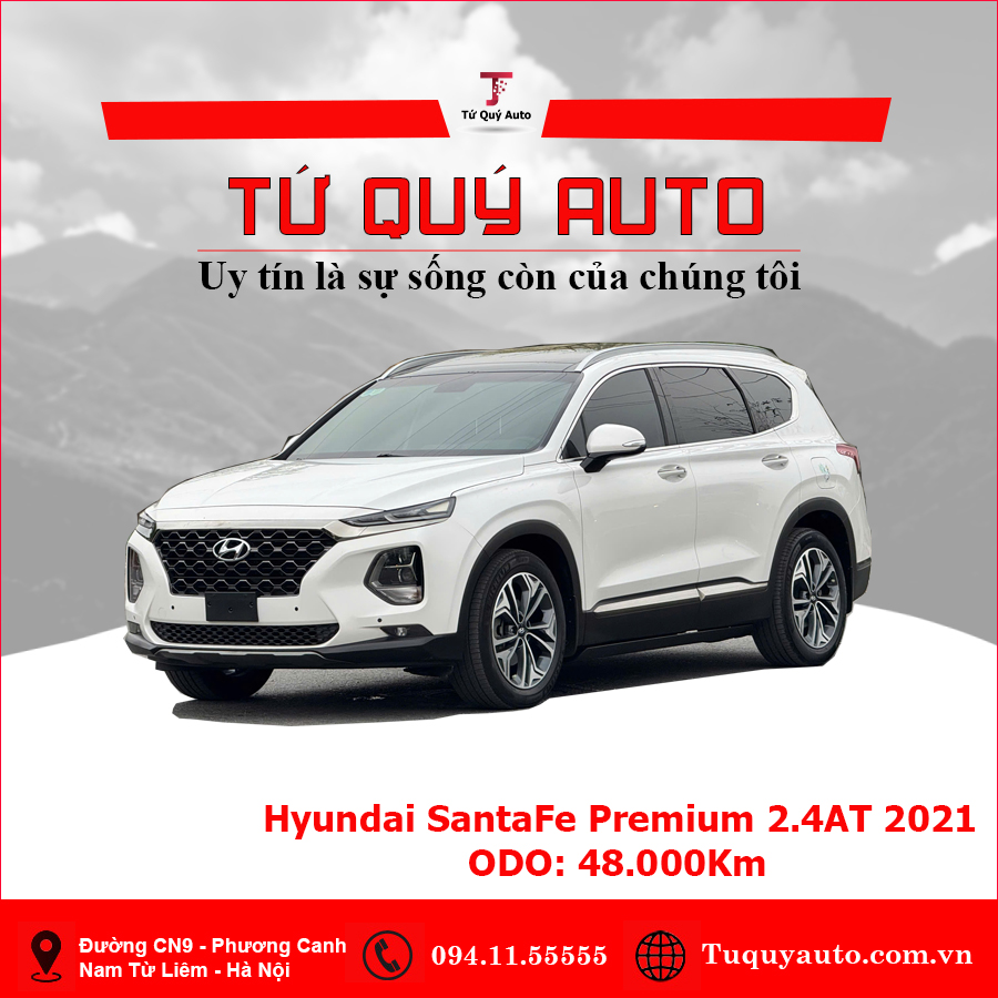 Xe Hyundai SantaFe Cao cấp 2.4L HTRAC 2021 - Trắng