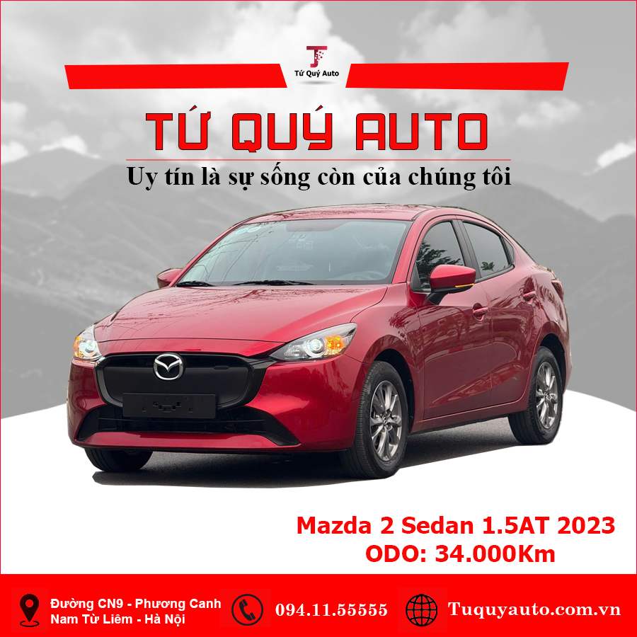 Xe Mazda 2 Sedan 1.5 AT 2023 - Đỏ