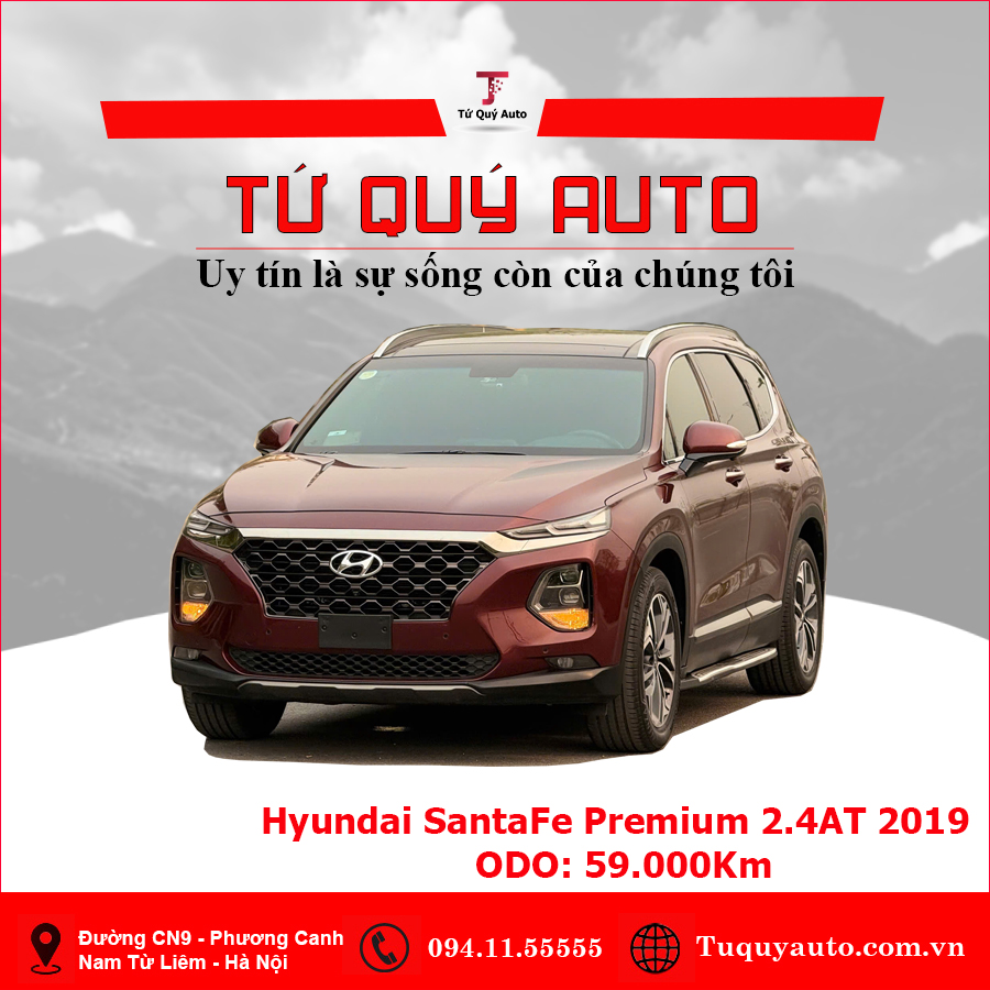 Xe Hyundai SantaFe Premium 2.4L HTRAC 2019 - Đỏ