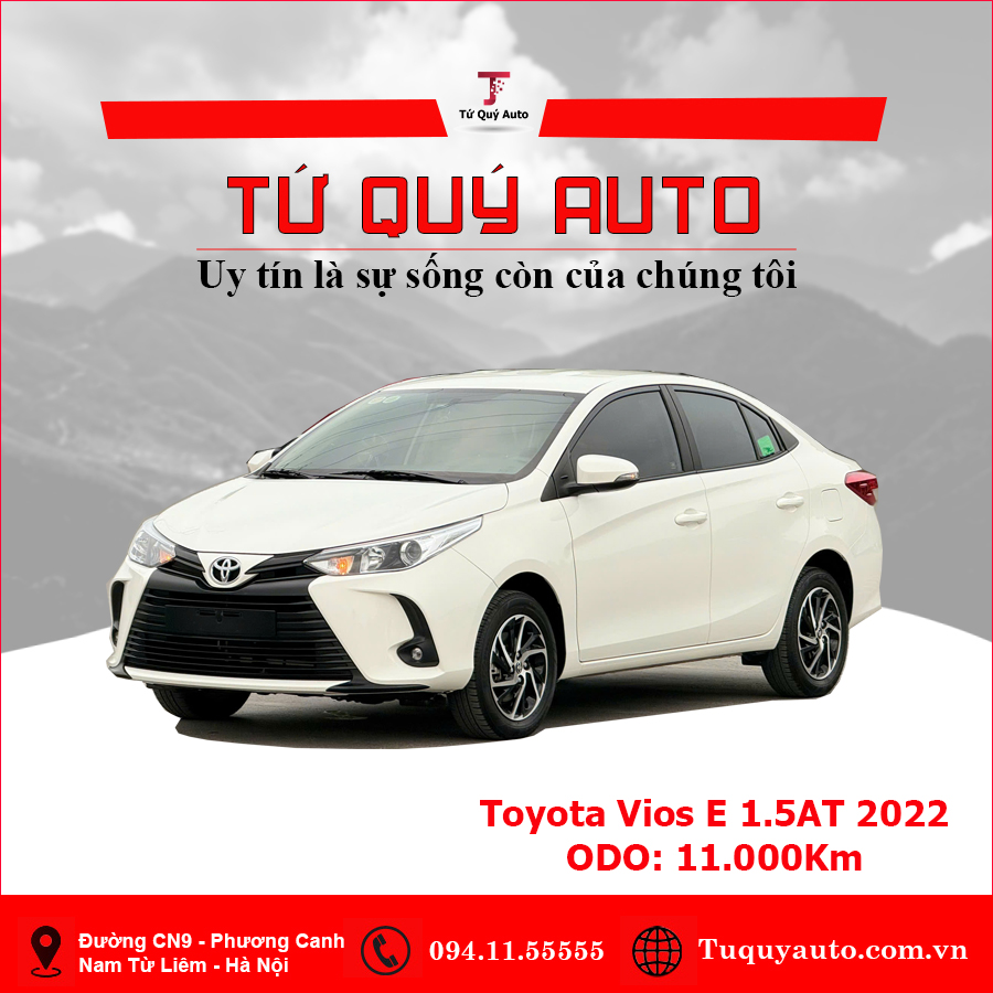Xe Toyota Vios 1.5E CVT 2022 - Trắng
