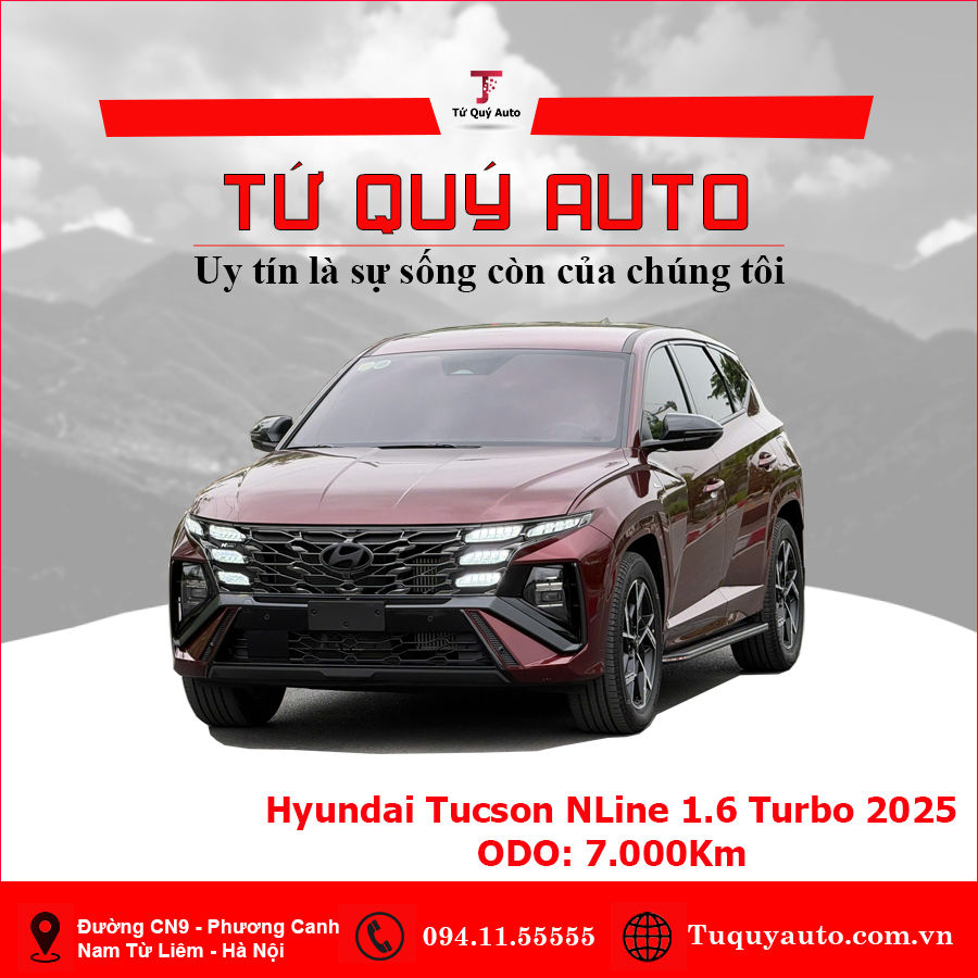 Xe Hyundai Tucson N Line 1.6 AT Turbo HTRAC 2025 - Đỏ Mận