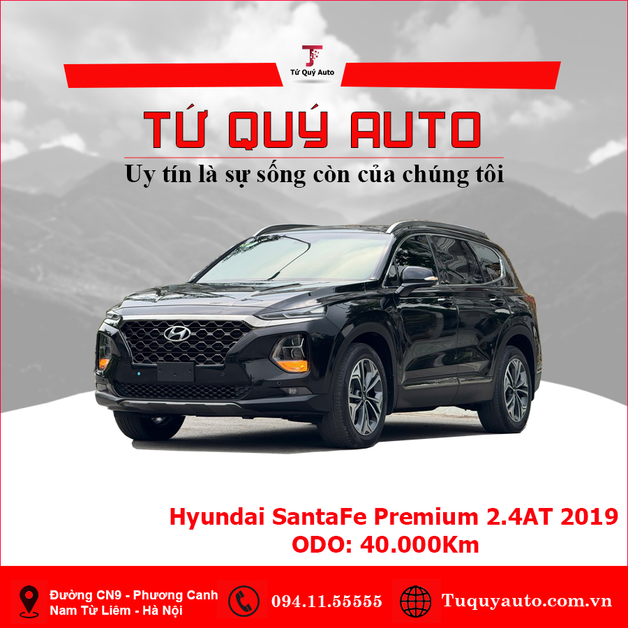Xe Hyundai SantaFe Premium 2.4L HTRAC 2019 - Đen