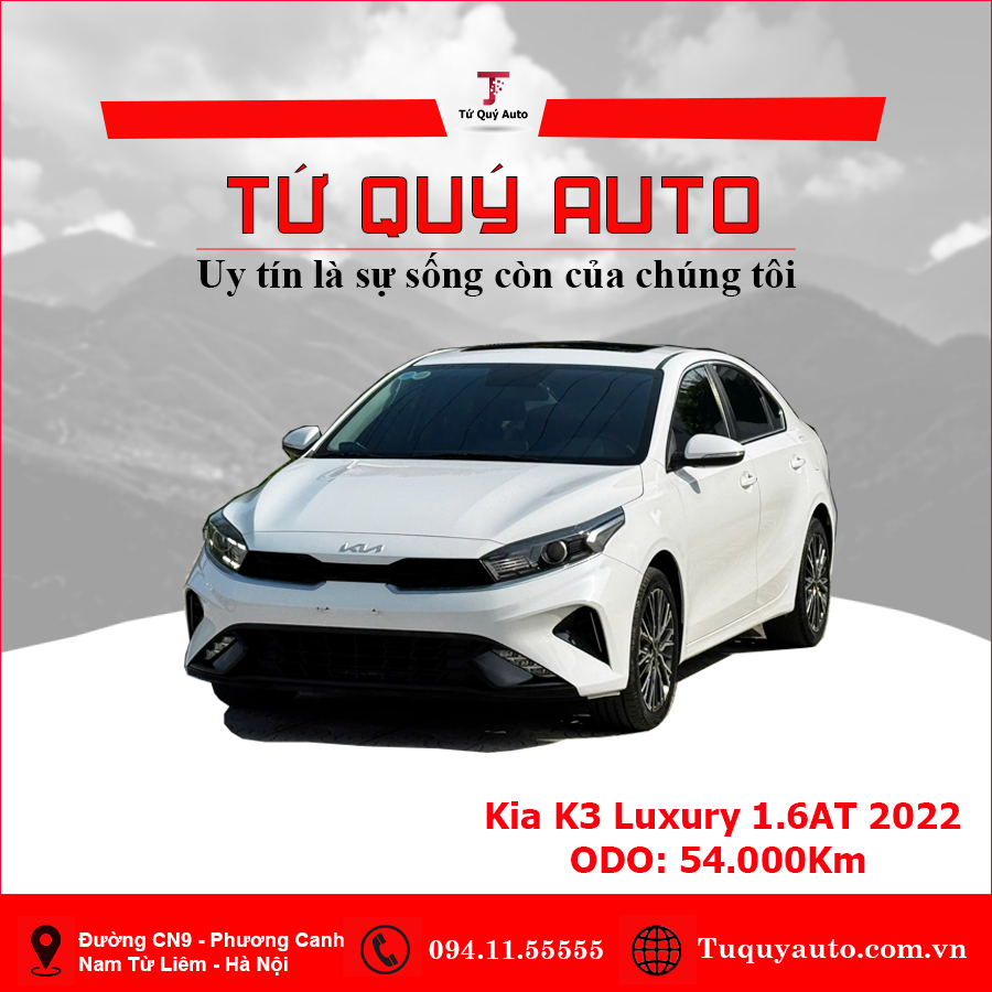 Xe Kia K3 Luxury 1.6 AT 2022 - Trắng