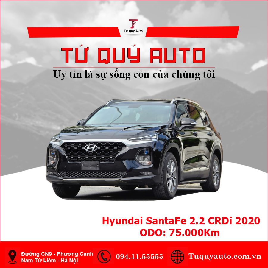 Xe Hyundai SantaFe 2.2L 2020 - Đen
